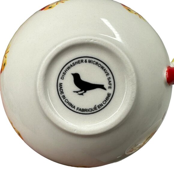 ANTHROPOLOGIE Cadiz Coffee Tea Cup Mug Painted Floral Design 3D Flower Red Set - Picture 16 of 16